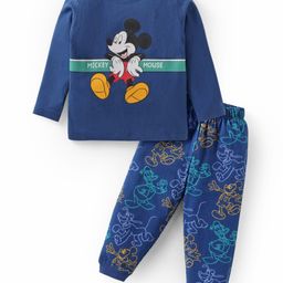 Babyhug Disney Single Jersey Knit Full Sleeves Night Suit with Mickey Mouse Graphics - Navy Blue-image-97