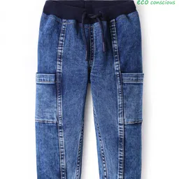 Babyoye Eco Conscious Cotton Elastane Woven Full Length Cut & Sew Washed Jeans - Blue-picture-12