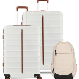 Assembly Polycarbonate Luggage Set Of 2 - Hard Check-In Trolley Bag medium(24 inches)|Check-in Trolley (28 inches) with Laptop Bag 22 Liters (White) - Odyssey-99