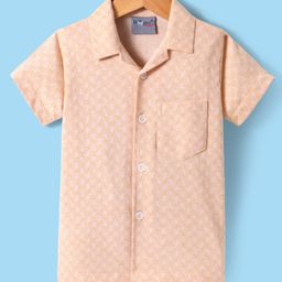Dapper Dudes Half Sleeves Abstract Textured Shirt - Fawn-picture-34