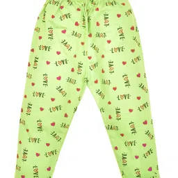 Kiwi Cotton Knit Love Text & Hearts Printed Leggings - Green-picture-17