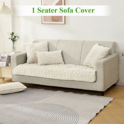 HOKIPO White Self Design 1 Seater Sofa Mat Cover-16