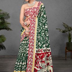 Suha Green Pure Cotton Printed Block Print Sarees-picture-24