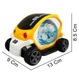 VGRASSP Bump and Go Action 360 Degree Rotating Battery Operated Future Stunt Car Toy for Kids - with Beautiful And Colorful 4D Lights and Dynamic Music (Yellow) image 3