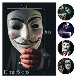 ZYOZI  Vendetta Face Masks, Hacker Face Masks For Boys Black and White - Pack of 12 image 3