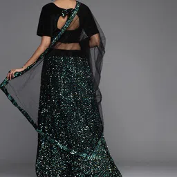 Maroosh Embellished Sequinned Unstitched Lehenga & Blouse With Dupatta image 4