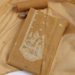Meena Bazaar Ethnic Motifs Woven Design Chanderi Unstitched Dress Material-image-59