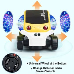 VGRASSP Bump and Go Action 360 Degree Rotating Battery Operated Future Stunt Car Toy for Kids - with Beautiful And Colorful 4D Lights and Dynamic Music (Yellow) image 4