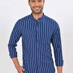 Indian Terrain Men Chiseled Skinny Fit Opaque Striped Casual Shirt-image-33