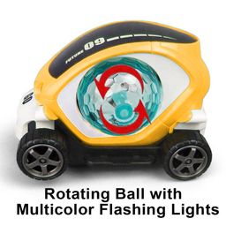 VGRASSP Bump and Go Action 360 Degree Rotating Battery Operated Future Stunt Car Toy for Kids - with Beautiful And Colorful 4D Lights and Dynamic Music (Yellow) image 5