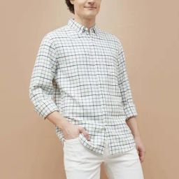 Fame Forever By Lifestyle White Cotton Smart Fit Checks Shirt-image-32