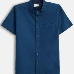 Bonkids Boys Band Collar Solid Cotton Casual Shirt-picture-39