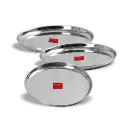Sumeet Silver Stainless Steel Plates - Set of 3-20