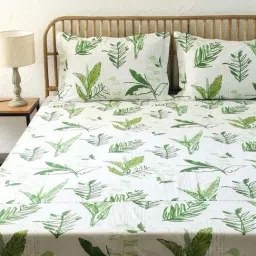 House This Green 180 TC Cotton Bed Sheet with Pillow Cover-picture-5
