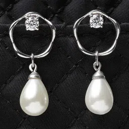 Clara 92.5 Sterling Silver Rhodium-Plated Swiss Zirconia Sara Earrings-image-9