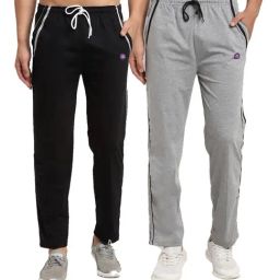 Vimal Jonney Black & Grey Regular Fit Trackpants - Pack of 2-image-25