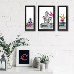 eCraftIndia Set of 3 Lord Buddha Satin Matt Texture UV Art Painting-31