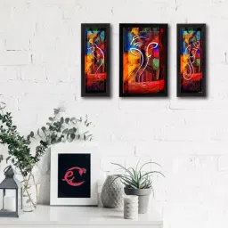 eCraftIndia Set of 3 Lord Ganesha Satin Matt Texture UV Art Painting-picture-5