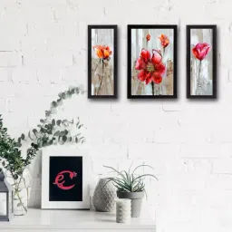 eCraftIndia Set of 3 Floral Satin Matt Texture UV Art Painting-15