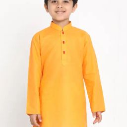 VASTRAMAY Kids Orange Modern Fit Kurta-image-63
