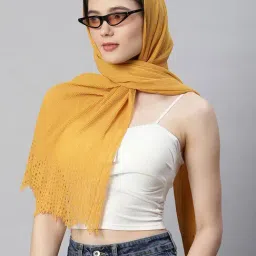 Global Republic Mustard Self Design Stole-picture-42