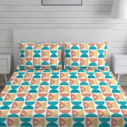 Layers Duracount Geometric Multicolor 225 TC Cotton Queen Bed Sheet with 2 Pillow Covers-picture-10