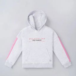 Ed-a-Mamma Kids Grey & Pink Cotton Printed Full Sleeves Hoodie-image-27