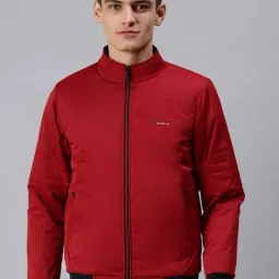 SHOWOFF Maroon Slim Fit Jackets-image-77