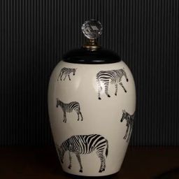 Whispering Homes Glam Zebra Ceramic Ginger Jar - Small-31