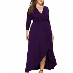 StyleCast Curve Women V-Neck Wrap Midi Dress With Asymmetric Hem-image-26