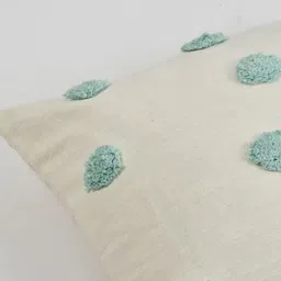 SASHAA WORLD White & Blue Geometric Tufted Cotton Square Cushion Covers-4