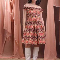 PURVAJA Women Off-Shoulder Ruffled Fit & Flare Dress-image-89