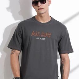 Thomas Scott Grey Loose Fit Printed T-Shirt-image-52