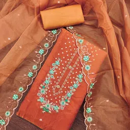 KALINI Women Golden Crush Embroidery Dress Material With Dupatta-picture-41