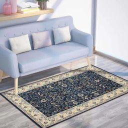 Presto Blue Polyester Traditional Washable Carpet-40