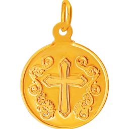 Muthoot Pappachan Swarnavarsham BIS Hallmarked 22k Yellow Gold Round Cross Pendant-image-50
