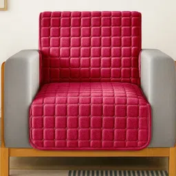 Stylista Red Polyester Sofa Cover With Arms-image-93