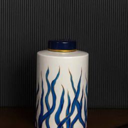 Whispering Homes Blue Seaweed Painted Ceramic Jar - Small-image-70