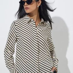 Wardrobe by Westside Beige Striped Shirt-image-23