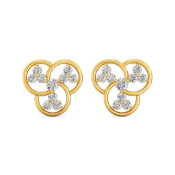 Joyalukkas 22k Yellow Gold Floral Trio Gemstone Floret Stud Earrings for Women-image-88