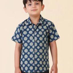Fabindia Kids Blue Printed Shirt-image-64