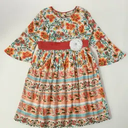 Bella Moda Kids Multicolor Floral Print Fit & Flare Dress-picture-11
