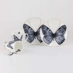 Golden Queens Black Bone China Snack Plates - Set of 4-39