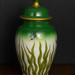 Whispering Homes Chinese Green Ceramic Jar With Lid - Large-image-42