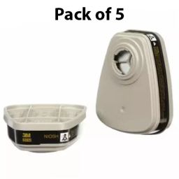 3M Organic Vapor Cartridge Set Reusable Respirators for Face Mask Grey, 6005 (Pack of 5) image 2