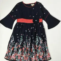 Bella Moda Kids Navy Printed Fit & Flare Dress-picture-26