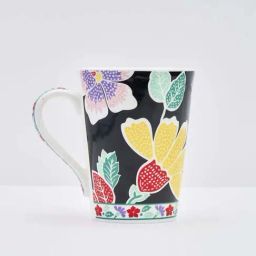 Golden Queens Black Bone China Handcrafted Artisan Garden Delight Tea Cups (300ml) - Set of 2-32