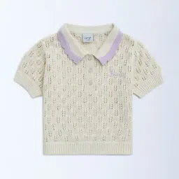 HOP Kids by Westside Off-White Knit-Textured Cotton Polo T-Shirt-picture-31