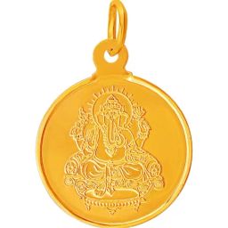 Muthoot Pappachan Swarnavarsham BIS Hallmarked 22k Yellow Gold Round Ganesha Pendant-55