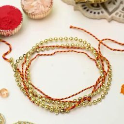 Aapno Rajasthan Elegant Pearl & Moli Braided Layered Rakhi-image-79